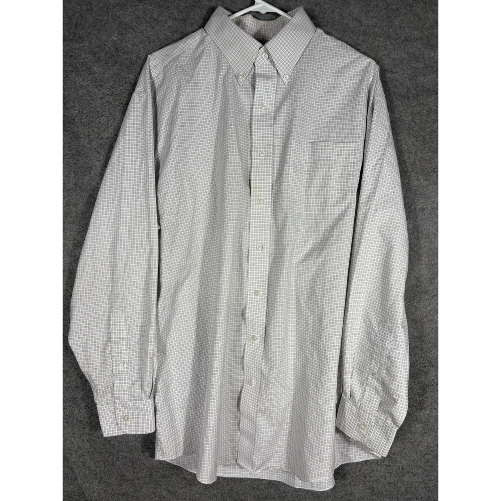 Jos. A. Bank Traveler Shirt Mens 17.5 35 Traditional Fit Cotton Check Button‎